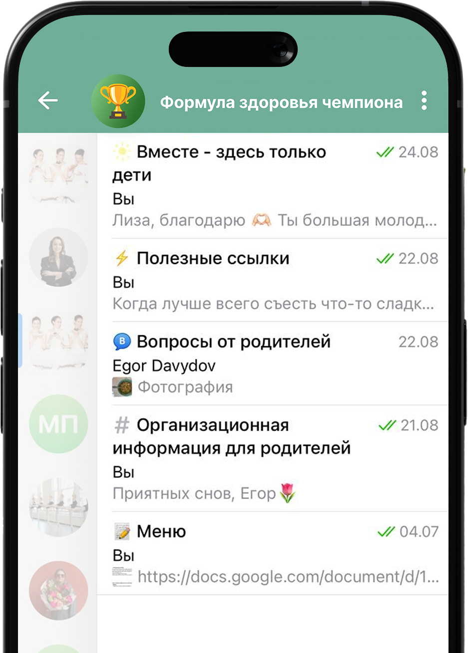 Чат сопровождения: детский и родительский чаты, куратор